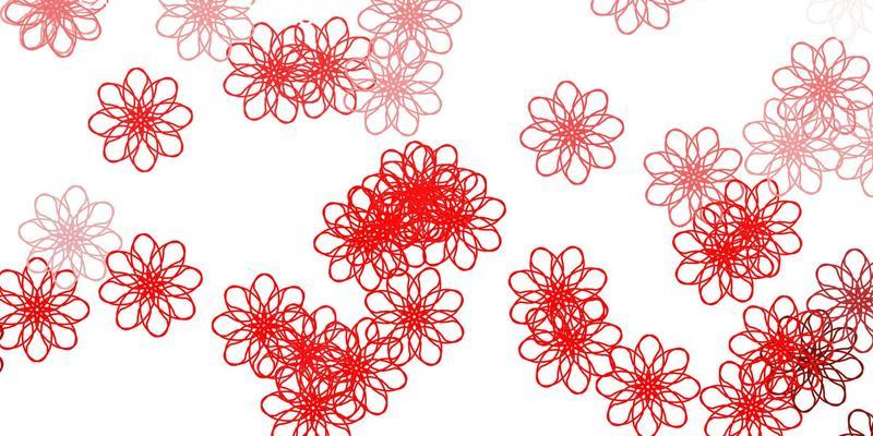 Light Red vector doodle background with flowers.