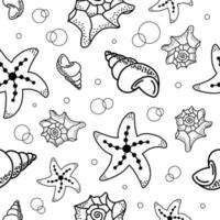 Hand drawn vector illustrations - seamless pattern of seashells. Marine background. Perfect for invitations, greeting cards, posters, prints, banners, flyers etc