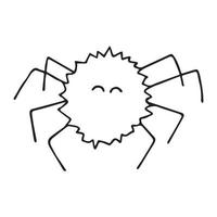 A simple spider in doodle style. Halloween spider vector. Vector illustration isolated on a white background