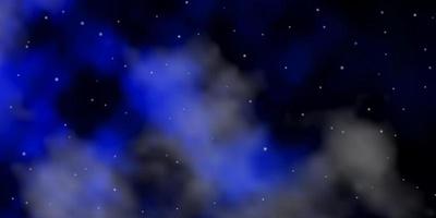 Dark BLUE vector background with colorful stars.