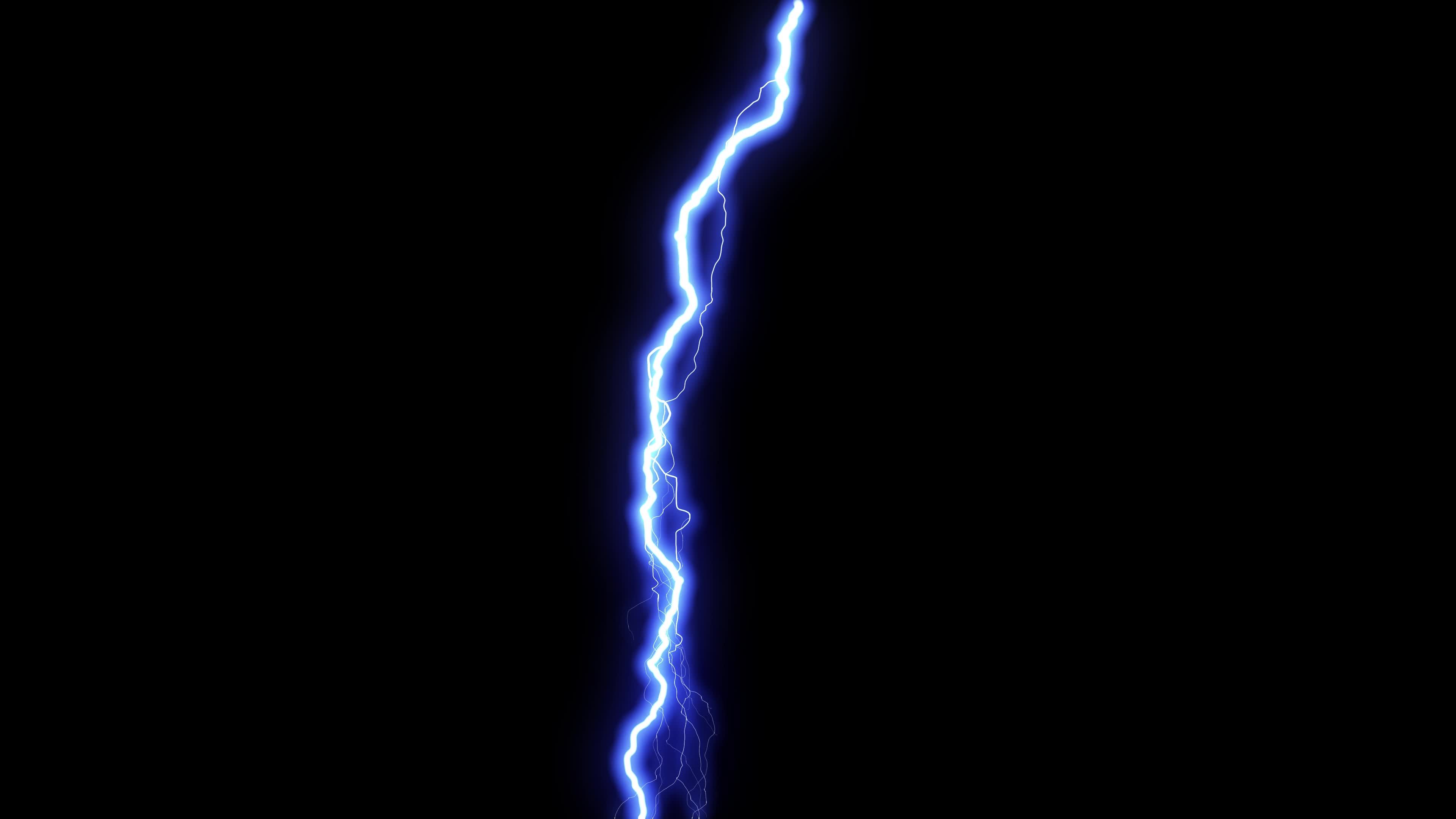 Blue Lightning Thunder on black background. 10887773 Stock Video at