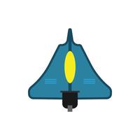 Space fighter top view flat vector icon. Flight transport aerospace combat technology plane.