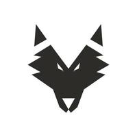 Wolf face animal vector illustration head. Wild dog icon and predator mascot beast symbol. Abstract mammal wildlife hunter emblem and coyote eye sign. Silhouette tattoo logo and black art isolated