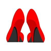 desgaste de los zapatos hermosos del pie del rojo del tacón alto. vista trasera plana de accesorios de moda femeninos. amor sexy largo modelo vector icono