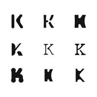 Letter k logo design template collection icon creative. Set of black shapes letter k brand identity vector illustration