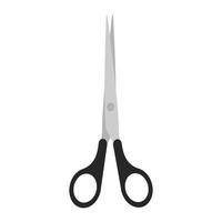 Scissor vector cut tool icon illustration isolated white design. Black symbol paper scissor tool equipment sign. Business object shape template handle cutting accessory stationery icon simple