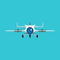 Quadcopter front view vector flat icon. Drone air remote control camera. Digital robot transport propeller unmanned