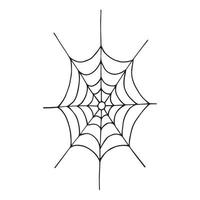 Spiderweb. The concept of the Halloween holiday. Black contoured scribbles. Vector illustration, clipart, linear.