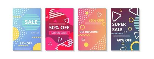 Memphis sale banner vector template background advertising offer. Poster design discount geometric abstract promotion card. Special geometry promo retail voucher. Minimal set business element