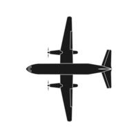 ilustración de icono de vector de viaje en avión esquema de transporte. símbolo de avión y transporte de avión volador aislado blanco sólido negro