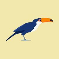 Toucan bird yellow zoo vector icon side view. Flat jungle tropical summer exotic wild parrot. Cartoon paradise