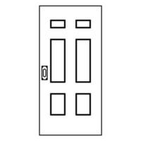 Door entrance vector illustration house outline. Doorway interior exit isolated white and front architecture room line thin