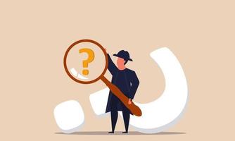Evidence investigate with search magnify glass and police criminal inspector. Information report vector illustration concept. Work research and searching murder forensic. Detective finding crime