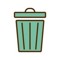 Vector retro trash can icon. Trash basket icon in flat design.