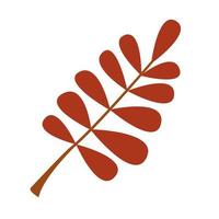 Vector red rowan leaf. Cute autumn leaf. Branch with red leaves. Fall.