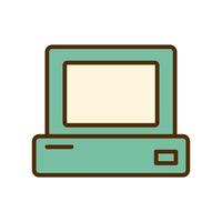 Vector retro computer icon. Laptop icon in flat design. PC.