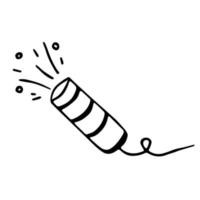 Hand drawn doodle with Christmas Cracker. Vector illustration. Cute cracker with confetti.