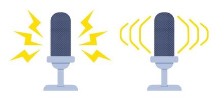 Vector set icon of microphone on white background.