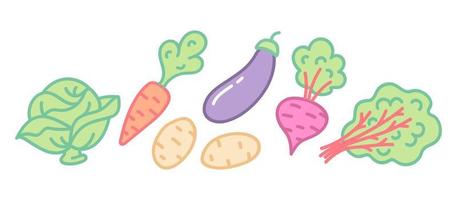 Vector set illustration of vegetables in flat style