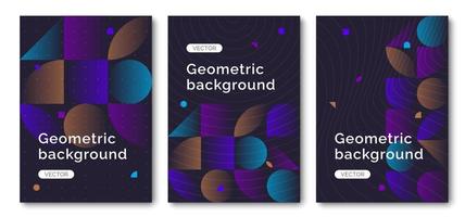 Set of minimal geometric  editable templates. Colorful gradient background vector