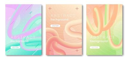 Set of abstract background with soft fluid wave. Modern 3d liquid design. Vector Illustration