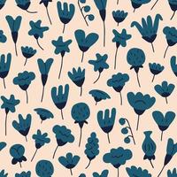 Floral seamless pattern with hand drawn abstract flowers. Simple botanical background for design, fabric and print. vector