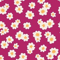 Daisy flower seamless pattern on pink background. Floral design. Vector illustration