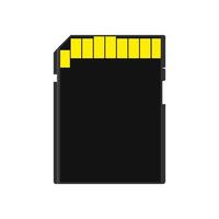 Memory card back view symbol store adapter vector icon flash drive disk. Chip storage camera equipment media