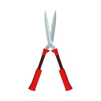 Garden shear blade vector flat icon equipment tool. Cut pruning trim tree handle secateur hedge. Red plant instrument sharp