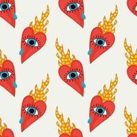 cute sacred heart seamless pattern design for wrapping paper vector