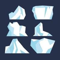 iceberg bajo el agua debido al conjunto de hielo aislado. colección de montaña congelada iceberg polar antártico. Ilustración de vector de glaciar de invierno de aguas profundas