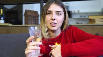 Christmas Girl making a toast closeup video