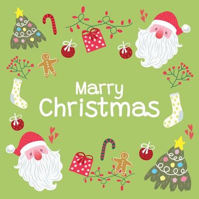 cute chrismas design for christmas card green background