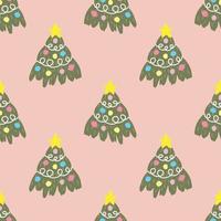 cute christmas trees seamless pattern pink design vector