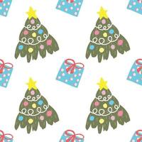 cute christmas trees seamless pattern design vector