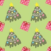 cute christmas trees seamless pattern green design vector