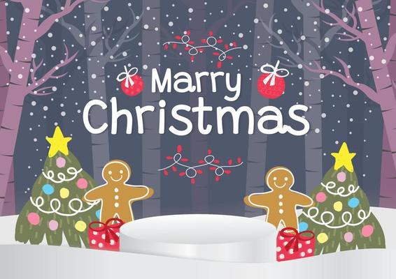 cute chrismas banner design vector on dark blue background