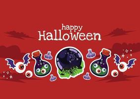 diseño de artículos de la vieja escuela de halloween rojo en el banner del sitio web vector