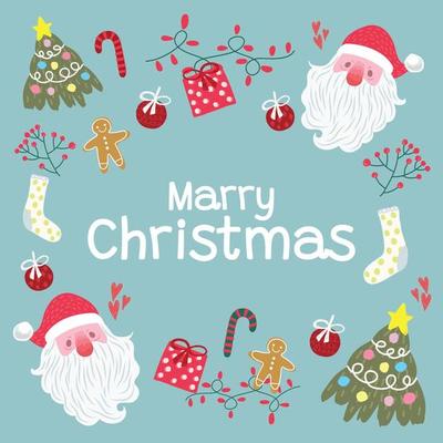 cute chrismas design for christmas card blue background
