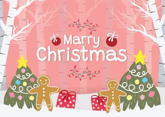 cute chrismas banner design vector sweet pink background