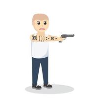 Gangster With Gun design character on white background vector