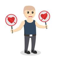 bald man hate valentine design character on white background vector