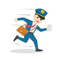 postman running delivering letter design character on white background vector