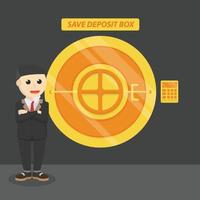 businessman entrepreneur and money safes vector