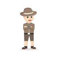 personaje de diseño de pose de boy scout sobre fondo blanco vector