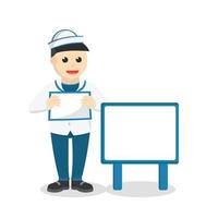 Sailor Standing Beside In Sign design character on white background vector