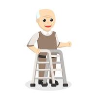 Old Man Walking Cane design character on white background vector