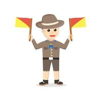 boy scout holding semaphore design character on white background vector