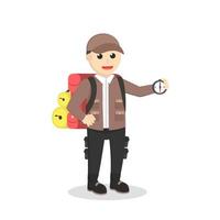 hiker holding compas design character on white background vector