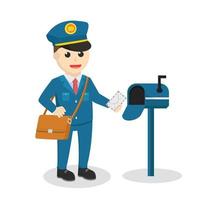 postman put mail in mailbox design character on white background vector